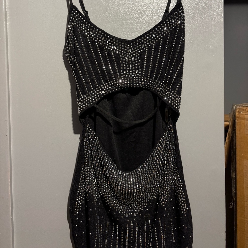 Windsor Black and Silver Sequin Embellished Mini Dress